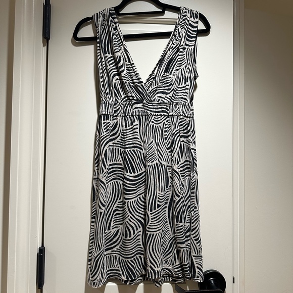 Ann Taylor Loft Size XS Petite Zebra-Print V-Neck Cotton Dress - Picture 3 of 3